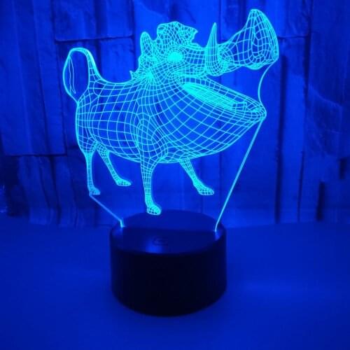 Wild Boar Touch Creative 3d Night Light Led Table Lamp Gift Table Lamp Spot Factory Direct Sales Acrylique Usb Desk Lamp