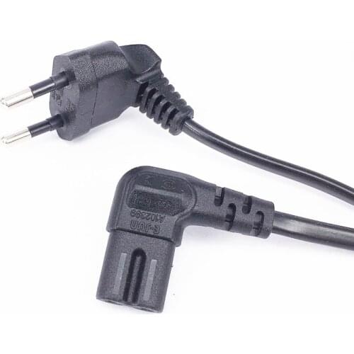Double Elbow Angled EU 2 Pin Plug to IEC 320 C7 female Portable Conversion Power Cable 100cm/300cm