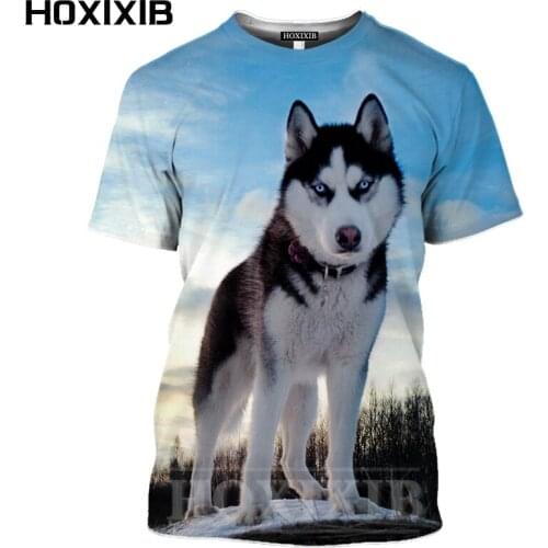 HOXIXIB Men Tshirt Women Pet Companion 3D Print Animal Siberian Husky T Shirt Unisex Sled Dog Loyal Friend Handsome Camping Tops