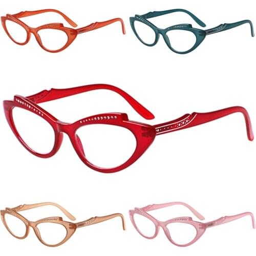 2021 Fashion Cat Eye Reading Glasses Spring Hinge Design Womens HD Reader