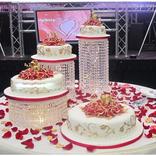 3PCS Party Crystal Cake Stand Wedding Banquet Birthday Decoration