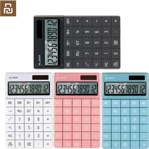 Xiaomi Youpin calculator 12 bit widescreen dual power flat key four-color solar powered button battery desktop office