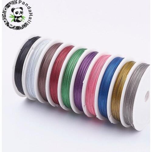 Tiger Tail Wire Spool, Stainless Wire, Mixed Color, 0.45mm; about 50m/roll