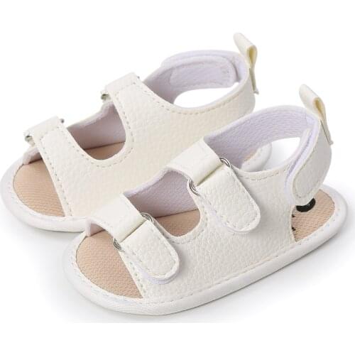 2021 Lovely Baby Boys Girls Leather Sandals Summer Anti-Slip Sole Solid Color Flats First Walking Shoes