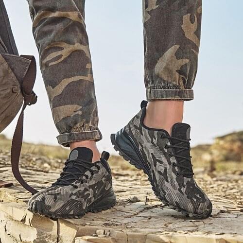 New Breathable Sneakers Outdoor Camouflage Hiking Shoes Fashion Non-Slip Casual Shoes Light Comfortable Mens Shoes Size 39-50