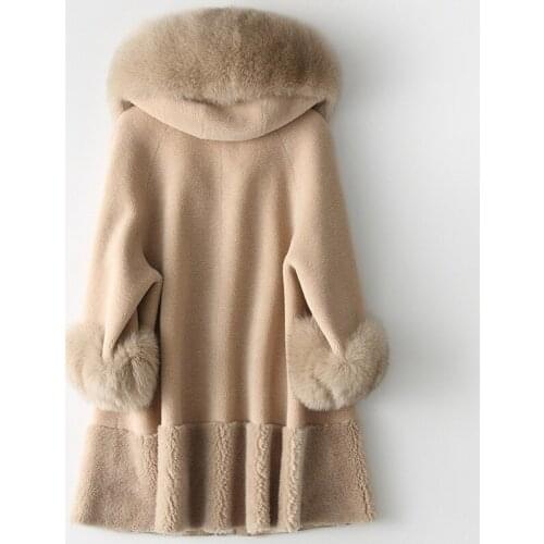 2020 Real Female Wool Coat Autumn Winter Jacket Women Sheep Shearling Fur Korean Jackets HQ19-1901-C YY338