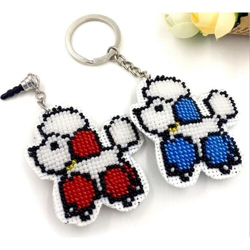 Cartoon horse lovers bead cross stitch kit printed stamped plastic canvas DIY handmade craft needlework Keychain phone plug plus