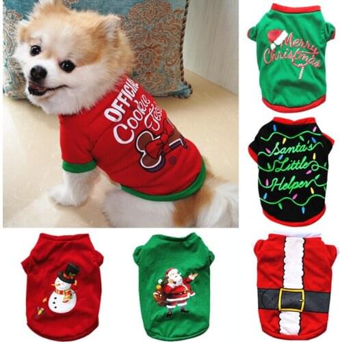 Pet Dog Clothes Christmas Costume Cute Cartoon Vest T-shirts Cloth Puppy Cat Dress Xmas Apparel For Kitty Dog Costume