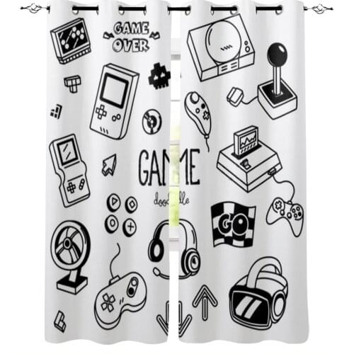 Game Doodles Window Curtains for Living Room Luxury Kitchen Bedroom Drapes Home Decor Backdrop Curtain