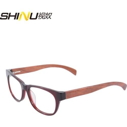 Retro Style Wooden Glasses Frame, Clear Lens real Wooden Eyeglasses Frame, wine red color Unisex Eyewear F018