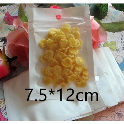 Wholesale 6500 pcs 3''x4.7''(7.5*12cm) Clear+White Electronic Products Zip Lock Plastic Bags Resealable Hang Hole Pocket