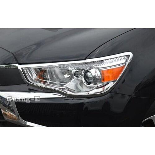 For Mitsubishi ASX 2013 2014 2015 Car Body Front Head Light Lamp Detector Frame Stick Styling ABS Chrome Cover Trim Part 2pcs