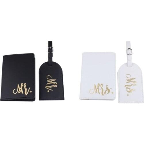 Portable Mr Mrs Travel Passport Card Cover with Luggage Tags Holder Protector LX9F