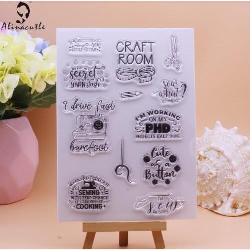 CLEAR STAMPS Craft Room Sewing Scissors DIY Scrapbooking Handmade Card Album Paper Craft Rubber Transparent Silicon Stamp