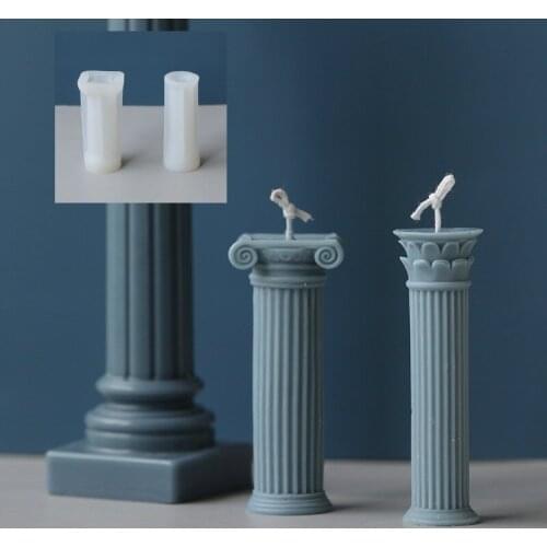 Roman Column Candlestick Silicone Mold DIY European Simple Style Home Decoration Incense Candle Mold Gypsum Mold
