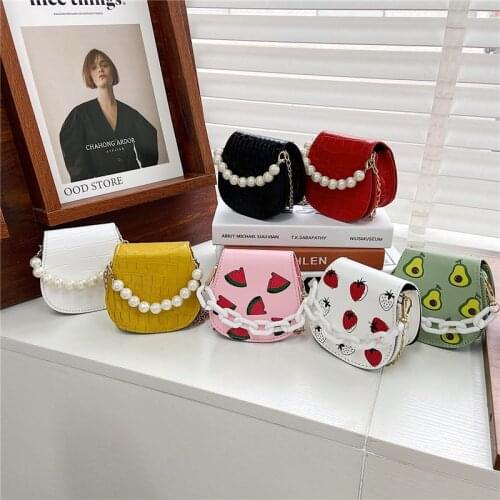 Pearl Hand Bags Summer Mini Clutch Bag Cute Fruit Crossbody Bags for Women Kids Small Coin Wallet Pouch Baby Girl Party Hand Bag