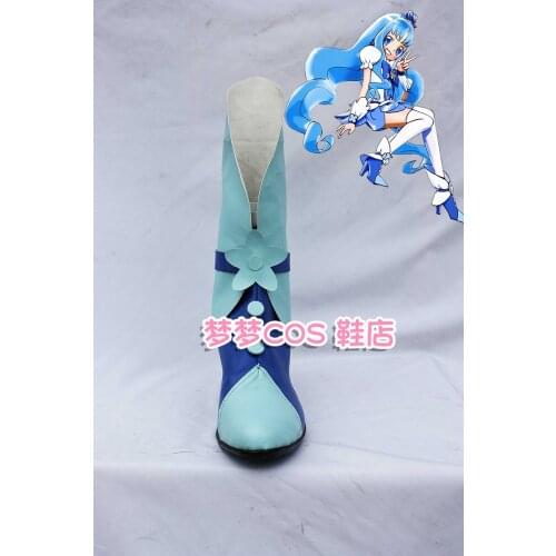 Pretty Cure Cure Marine Blue Cosplay Boots Shoes Anime Party Cosplay Boots Custom Made for Halloween Party