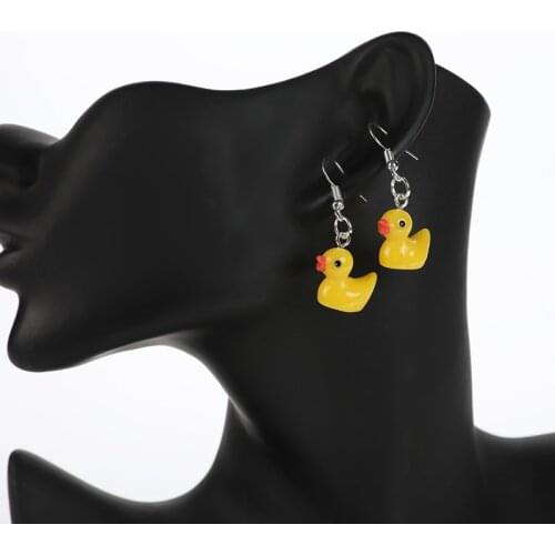 1Pair Drop Earrings Cute 3D Mini Duck Flat back Drawing board Cartoon Handmade Resin Earrings Jewelry For Woman And Children