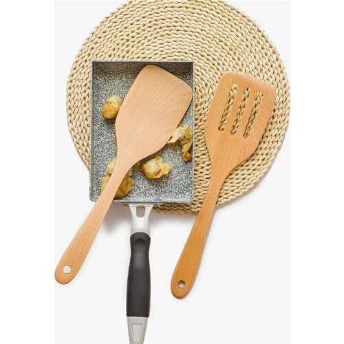 Solid Wood Spatula Environmental Protection Wooden Special for Non-stick Pan Cooking Frying Spatula Household Kitchen Supplies