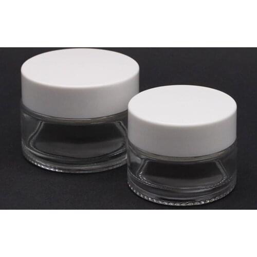 5g 10g 20g 30g 50g glass jars for cosmetics clear frosted Cream Jars Cosmetic Packaging with white lid F1837