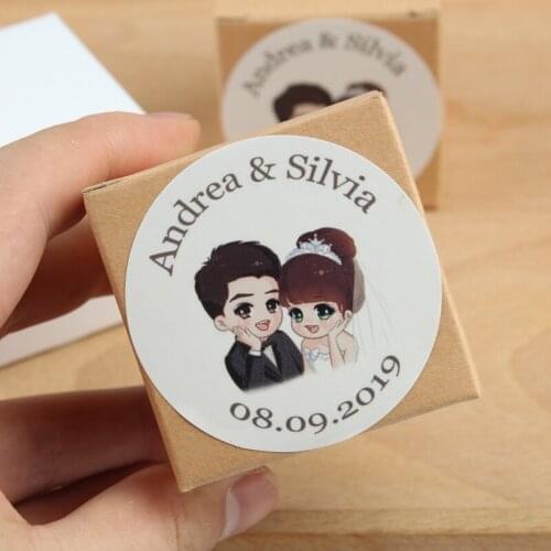 Custom Wedding Stickers Candy Favors Gift Boxes Gift tag Wreath Flower Labels diameter 5cm vintage wedding decoration