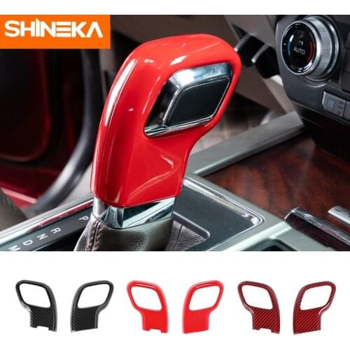 SHINEKA Interior Mouldings For Ford F150 Car Gear Shift Lever Head Decoration Cover Stickers Assessories For Ford F150 2015-2021