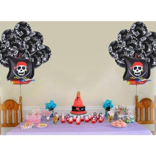 1PC cartoon Halloween Skull Print Pirate Ship Pattern Aluminum Balloons Birthday Party Baby Shower Wedding Decoration