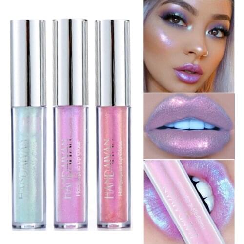 Liquid Crystal Glow Lip Gloss Laser Holographic Lip Tattoo Lipstick Mermaid Pigment Glitter Lipgloss Lip Plumper Gloss Makeup