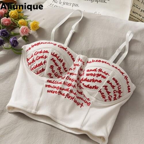 Aliunique Trendy New Sexy Short Embroidered Tube Top Camisole For Women 2021 Summer Fashion Design Lady Printed Letter Vest