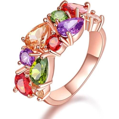 ZSLBS New Fashion Trendy Crystal Rings For Women Colorful Cubic Zirconia Ring Luxury Jewelry Gifts Anillos Mujer Accessories
