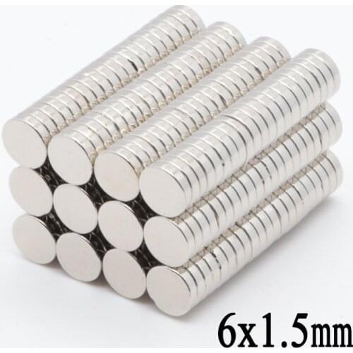 1000PCS 6x1.5 mm Rare Earth Magnets Round NdFeB Magnets Magnets Strong Magnetic Neodymium Magnets Cylinder 6*1.5