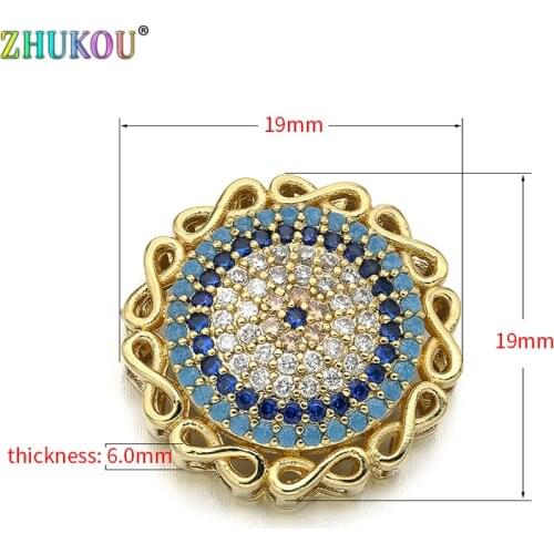19*19mm Fashion Brass Cubic Zirconia Round shape Flowers Charms Connectors DIY Jewelry Findings Making, Model: VS293