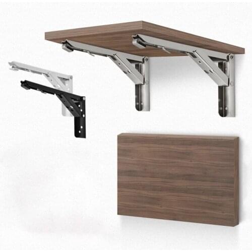 2PCS8-14In Stainless Steel Folding Bracket Support Heavy Duty Adjustable Wall Mounted Bench Table DIY Bracket Furniture Hardware