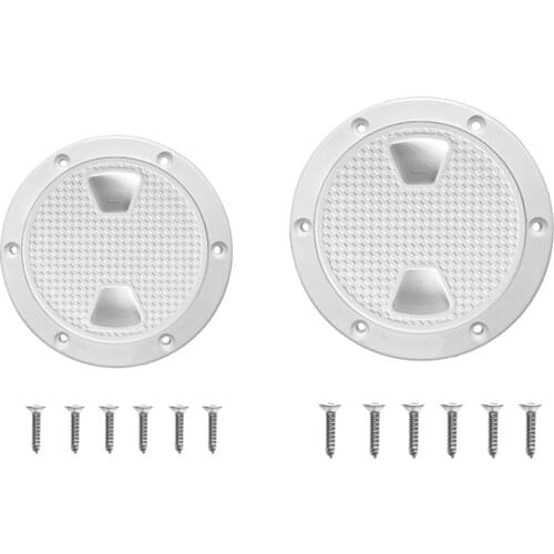 2x Marine Deck Plate, 6 & 8 Inch Hatch Cover Twist Out Inspection Hatch for Boat Kayak Canoe Included 12 Screws White