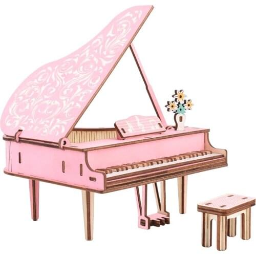 3D Wooden DIY Puzzle Piano Musical Instrument Model Toy For Girls Phonograph Building Kits Handmade Jigsaw Wood Puzzles Kids Toy