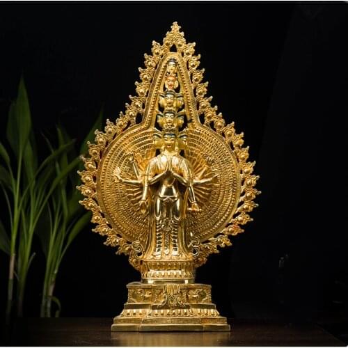 40CM Large # Tibetan Buddhism bless family home Safety Health wealth efficacious Protection Thousand hand Guanyin Buddha