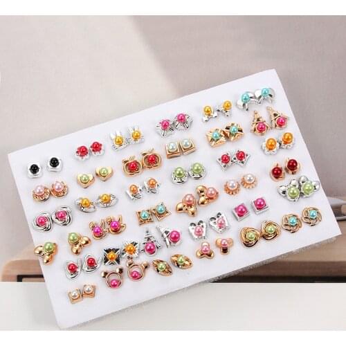 5 Styles)36Pairs Mixed Styles Gold Balck White Ctystal Geometric Plastic Stud Earrings Set for Women Girls Jewelry Gifts