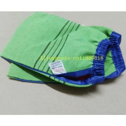 500pcs/lot Fast shipping Double colors Women bath glove hammam scrub mitt magic peeling glove exfoliating tan removal mitt