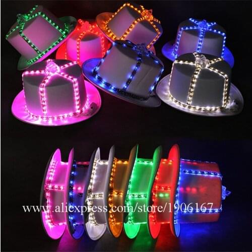 6 Pcs Colorful LED Luminous Hats Light Up Party Props Christmas Stage Performance Led Headwear Dancing Bar DJ Birthday Gift