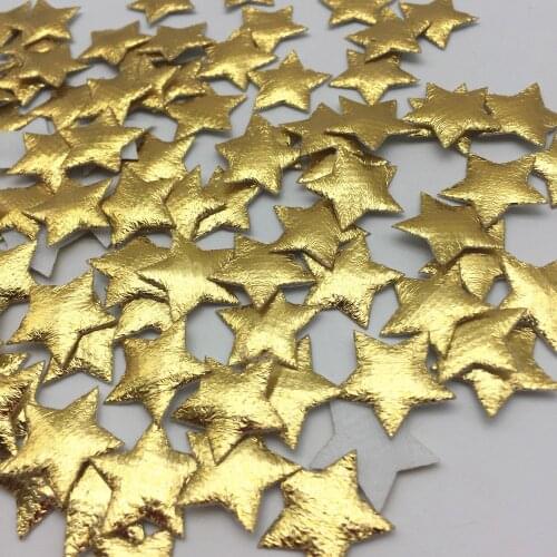 100pc 18mm Shiny Gold Fabric Christmas Wedding Star Confetti Applique Embellishments Crafts Xmas Tree Patch For Cardmaking