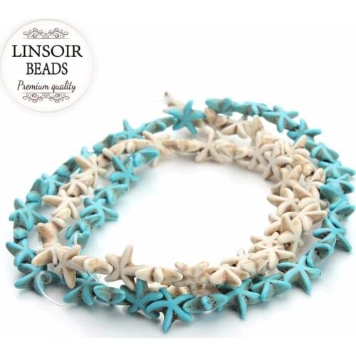 Linsoir Approx.38pcs/Strand 13x13mm Starfish Shape Turquoises Beads Loose Spacer Beads Seed Beads for DIY Jewelry Making