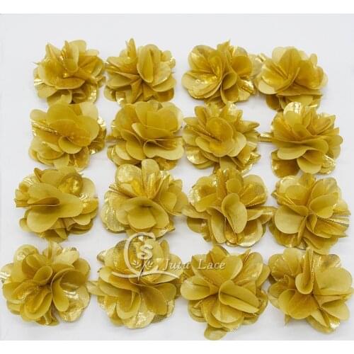 10yards/ 130pcs /lot decorative fabric flower for garment-fancy golden color chiffon petals flower kids hair accessories