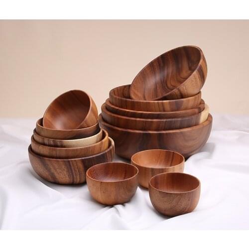 Acacia woodensoup bowl Fruit Wooden Household Kitchen Bowl Cutlery Basin Fruit Bowl Salad Bowl Storage woodbowl bowls kitchen
