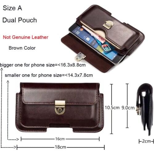 Dual Pouch Leather Belt Clip Mobile Phone Case For Huawei P Smart+ (nova 3i),Mate 20 Lite,Honor 8X,Honor Play,For Asus ROG Phone