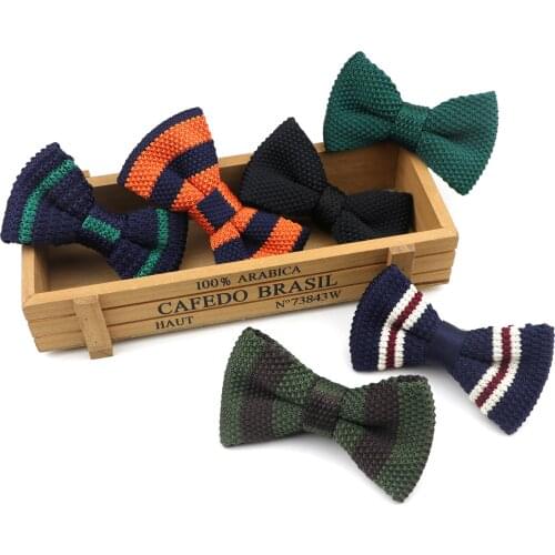 Men Women Bowknot Knit Wedding Party Adjustable Classic Stripped Neckwear Designer Knitting Dress Knitted Tie Embroider Bow Tie