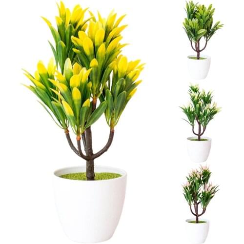 Potted Plant Simulation Artificial Plastic High Quality Fake Lifelike Bonsai for Home