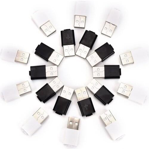 Hot 10pcs/lot DIY USB Assembly Adapter Connectors USB Male Plug Adapter Connector Cover white/black color for chose
