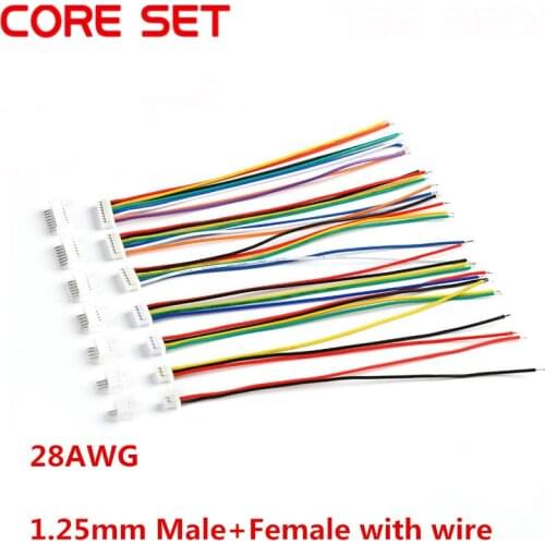 10Sets Male & Female Cable Connector XH 1.25 JST 2/3/4/5/6/7/8/9/10 Pin Single Head Plug With 10cm Electronic Wire Connectors