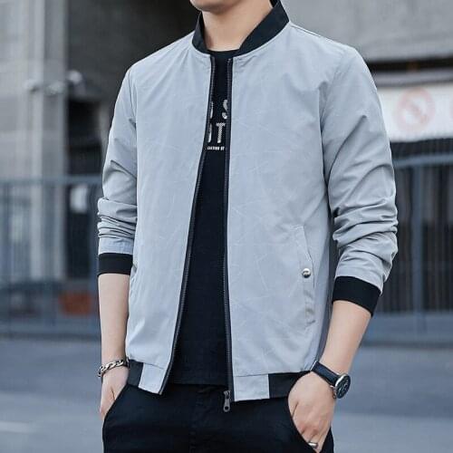 2021 New Spring Korean Fashion Mens Slim Jacket Teenagers Stand Collar Baseball Uniform Mens Wear Jacket Mens