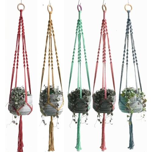 New arrival handmade macrame pot hanger flower hanger colorful plant hanger for garden home indoor plant gray green pink black